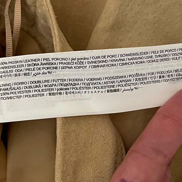 MNG MANGO Beige Tan Full Front Zip Leather Suede Skirt NEW WITH TAGS - Picture 7 of 8